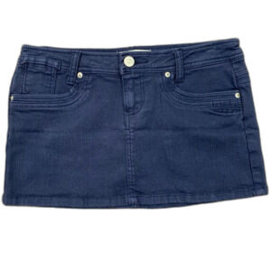 Navy Blue Denim Mini Skirt